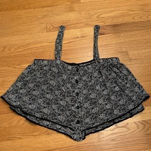 Free people black and white floral crop top